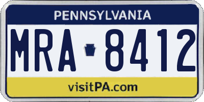 PA license plate MRA8412