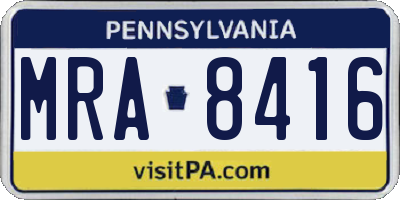 PA license plate MRA8416
