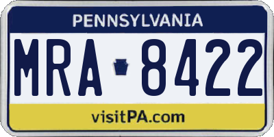 PA license plate MRA8422