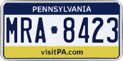 PA license plate MRA8423