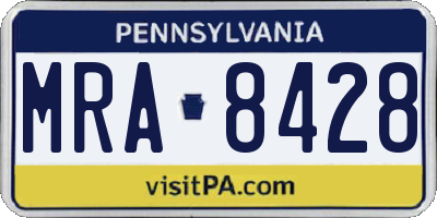 PA license plate MRA8428