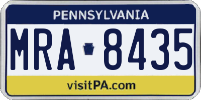 PA license plate MRA8435