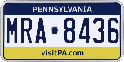 PA license plate MRA8436