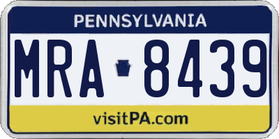 PA license plate MRA8439
