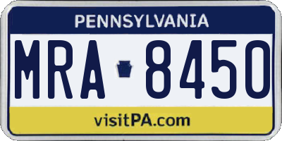 PA license plate MRA8450