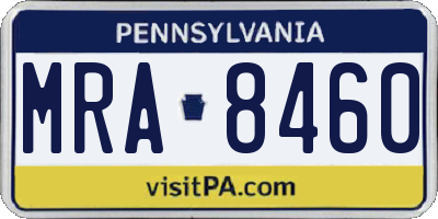 PA license plate MRA8460