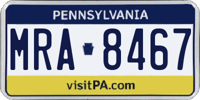 PA license plate MRA8467