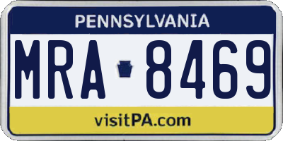PA license plate MRA8469