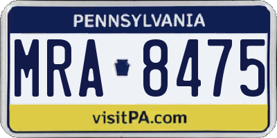 PA license plate MRA8475