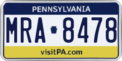 PA license plate MRA8478