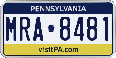PA license plate MRA8481