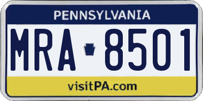 PA license plate MRA8501