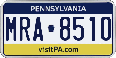 PA license plate MRA8510