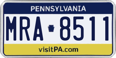 PA license plate MRA8511