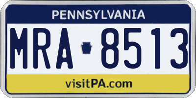 PA license plate MRA8513