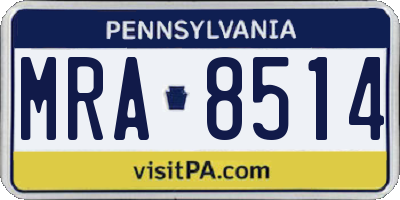 PA license plate MRA8514