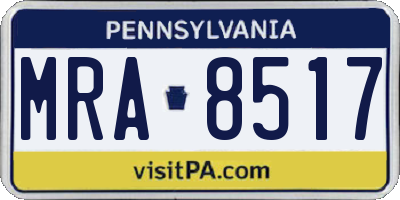 PA license plate MRA8517