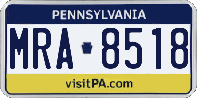 PA license plate MRA8518