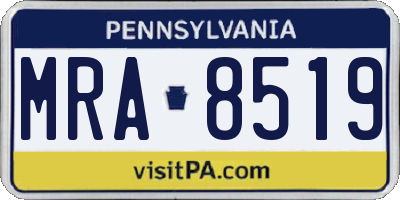 PA license plate MRA8519