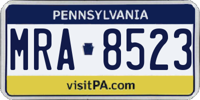 PA license plate MRA8523
