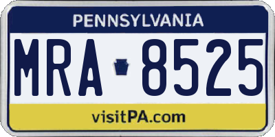 PA license plate MRA8525
