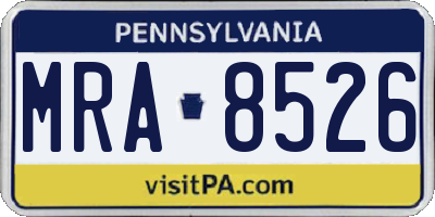 PA license plate MRA8526