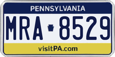 PA license plate MRA8529