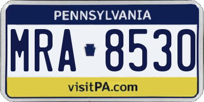 PA license plate MRA8530