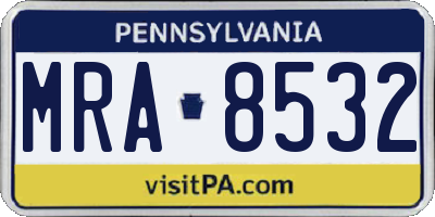PA license plate MRA8532