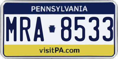 PA license plate MRA8533