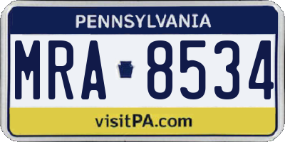 PA license plate MRA8534