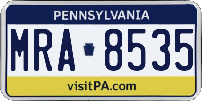 PA license plate MRA8535