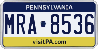 PA license plate MRA8536