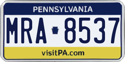 PA license plate MRA8537