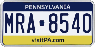 PA license plate MRA8540