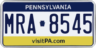 PA license plate MRA8545