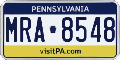 PA license plate MRA8548