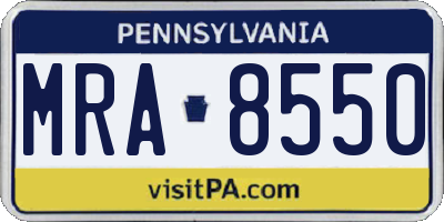 PA license plate MRA8550