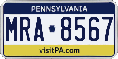 PA license plate MRA8567