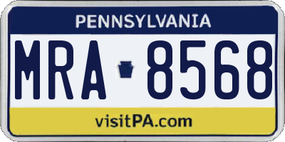 PA license plate MRA8568