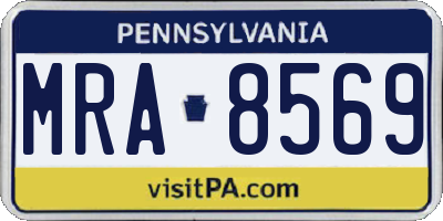 PA license plate MRA8569
