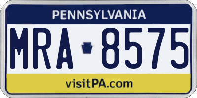 PA license plate MRA8575