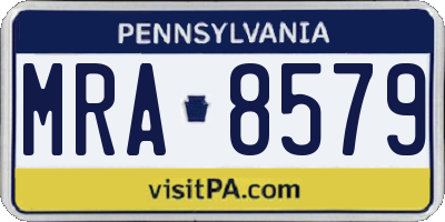 PA license plate MRA8579