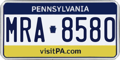 PA license plate MRA8580