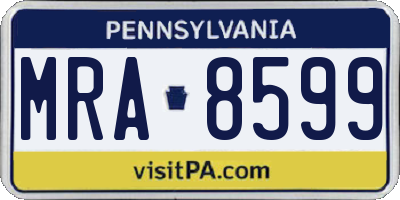 PA license plate MRA8599