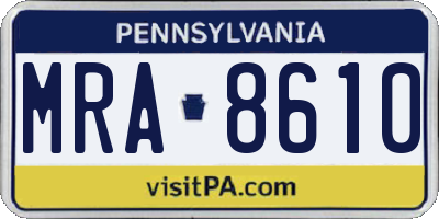 PA license plate MRA8610