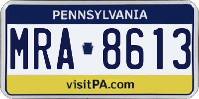 PA license plate MRA8613