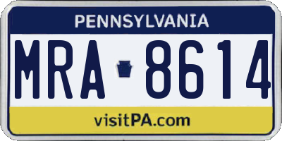 PA license plate MRA8614