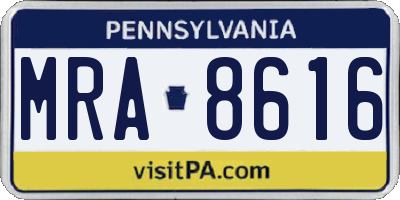 PA license plate MRA8616