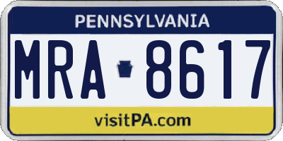 PA license plate MRA8617